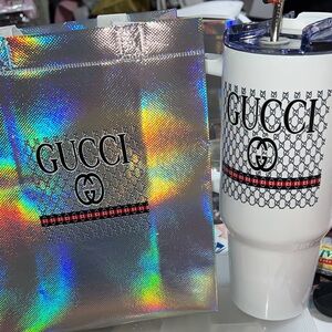 40oz double wall Stainless Steel Flask with Charm, Straw Topper and Bag.
